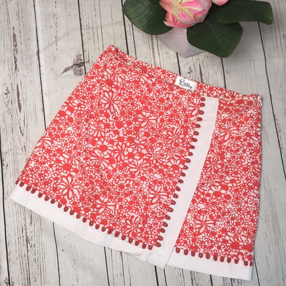 Lilly Pulitzer orange & White skort skirt 0 small